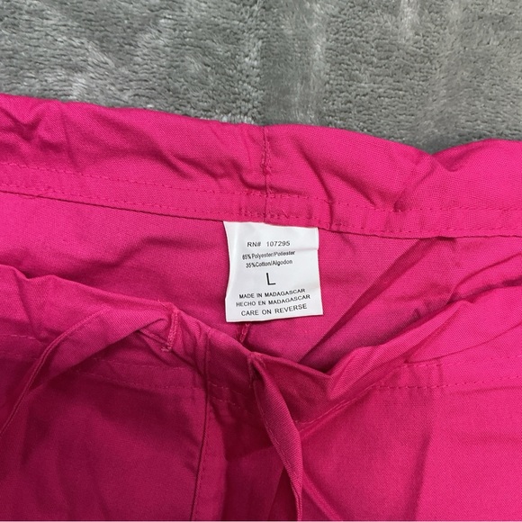 Dickies Scrub Bottoms Pants Women’s Large Easy Care Flare Solid Pink drawstring - Picture 2 of 9